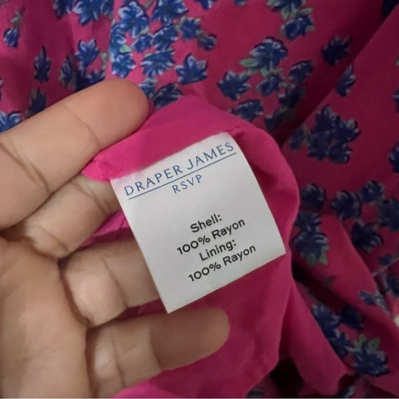 Draper James RSVL Floral Smocked Sleeve V Neck Pink Blue Mini Dress Women Size S - Picture 3 of 7